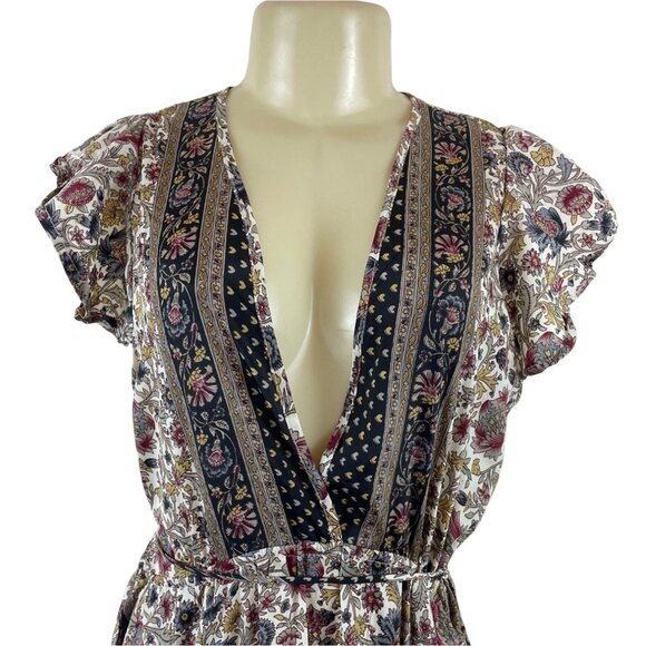 Perry Walker Womens Multicolor Floral Print Midi Dress With Tassel Sz S-M - Picture 4 of 10